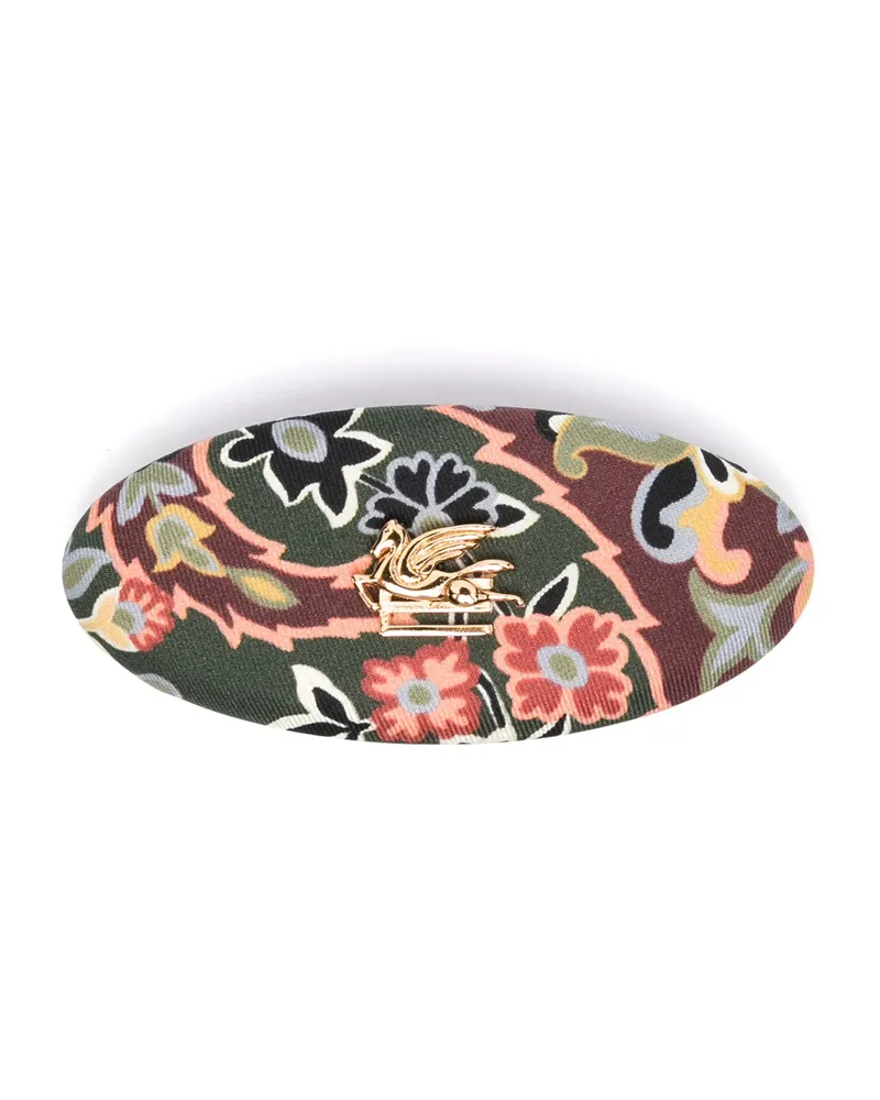 Etro Floral-print Hair Clip Green