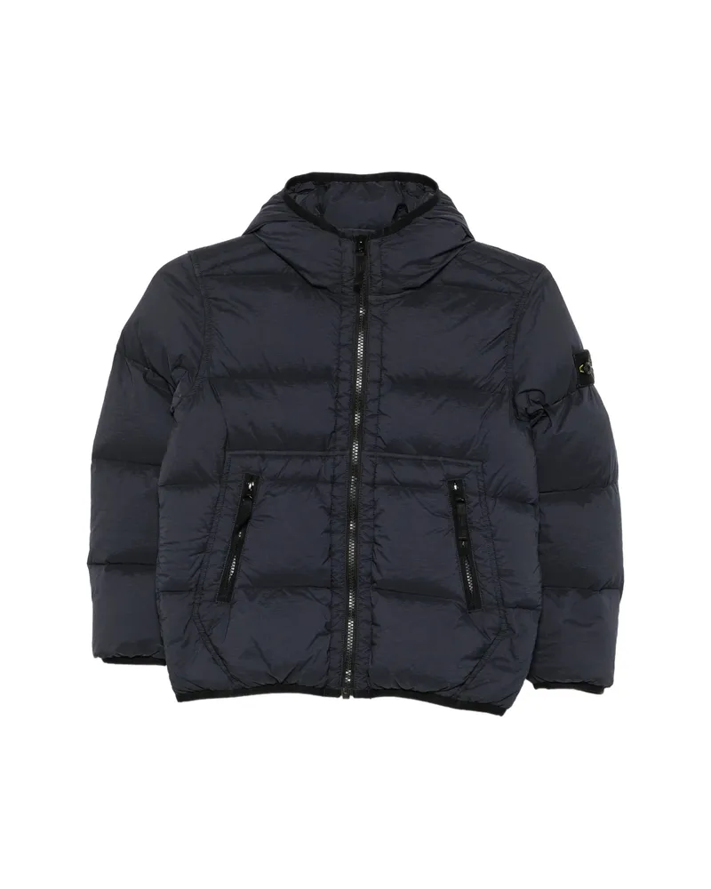 Stone Island Badge Logo Quilted Parka Blue