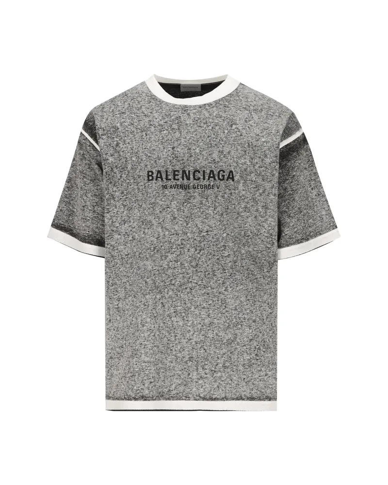 Balenciaga Logo-print Heathered T-shirt Grey