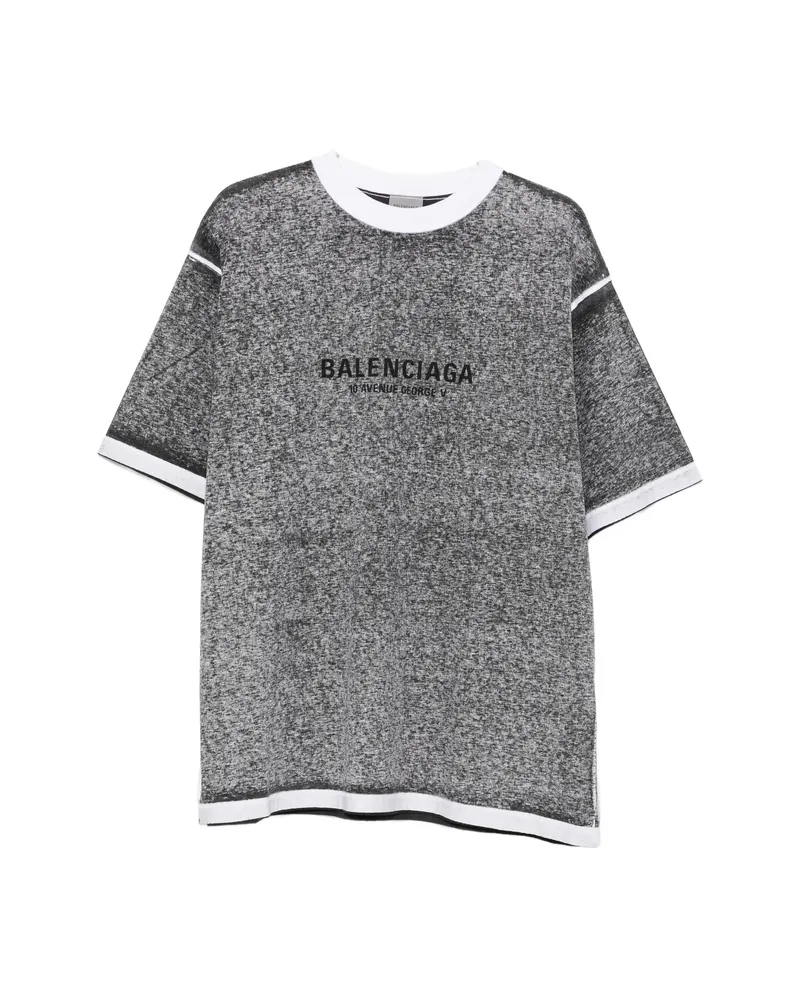 Balenciaga Logo-print Heathered T-shirt Grey