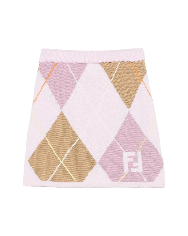 Fendi Argyle FF Logo Skirt Pink
