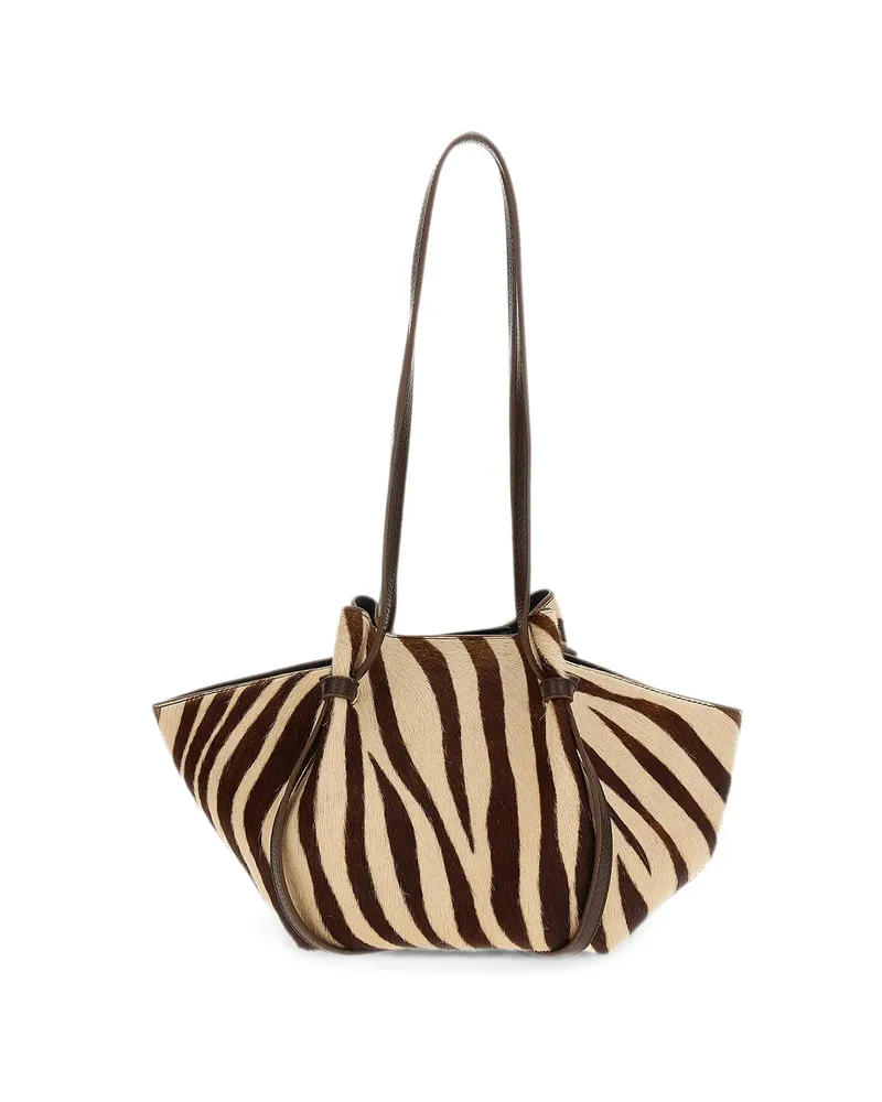 YUZEFI Zebra-print Pony-effect Shoulder Bag Neutrals