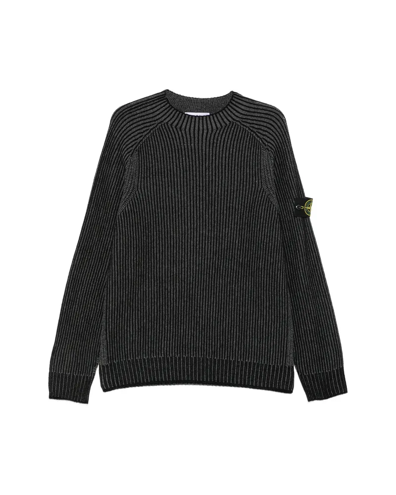 Stone Island Ribbed-knit Logo-patch Sweater Black