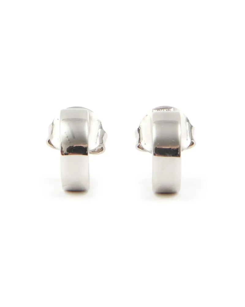 Maison Margiela Numeric Engraved Hoop Earrings Silver