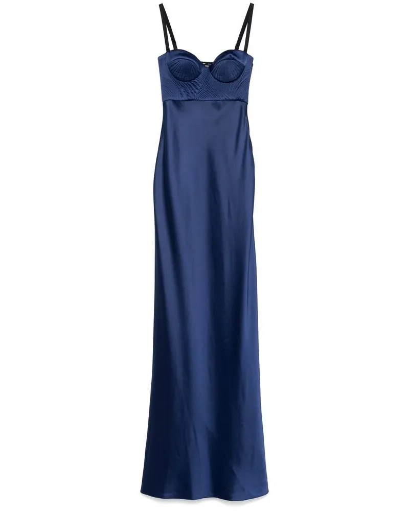 Anna October Matelassé Detailed Maxi Dress Blue