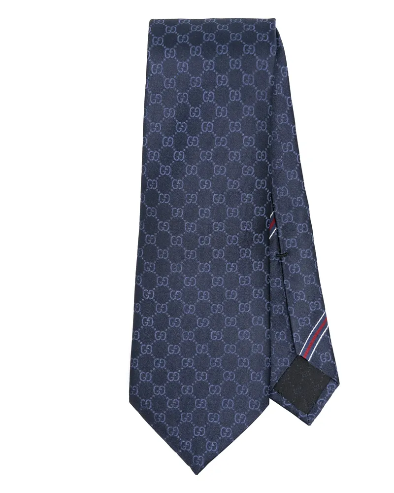 Gucci Double G Motif Tie Blue
