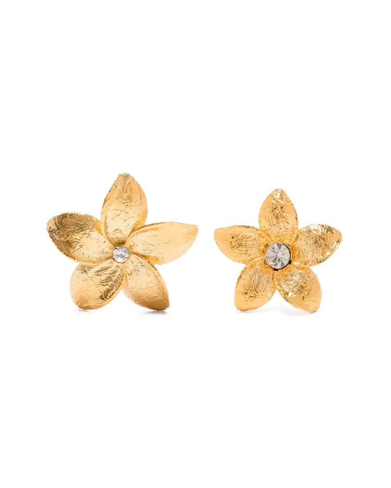 forte_forte Flower-shaped Crystal Earrings Gold