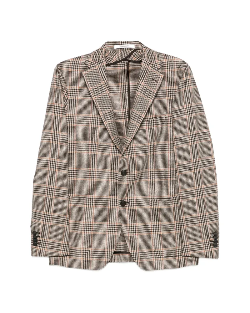Tagliatore Check-pattern Notched-lapel Blazer Brown