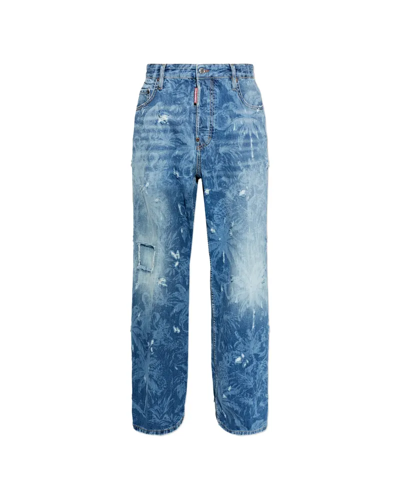 Dsquared2 Ripped Palm-print Jeans Blue