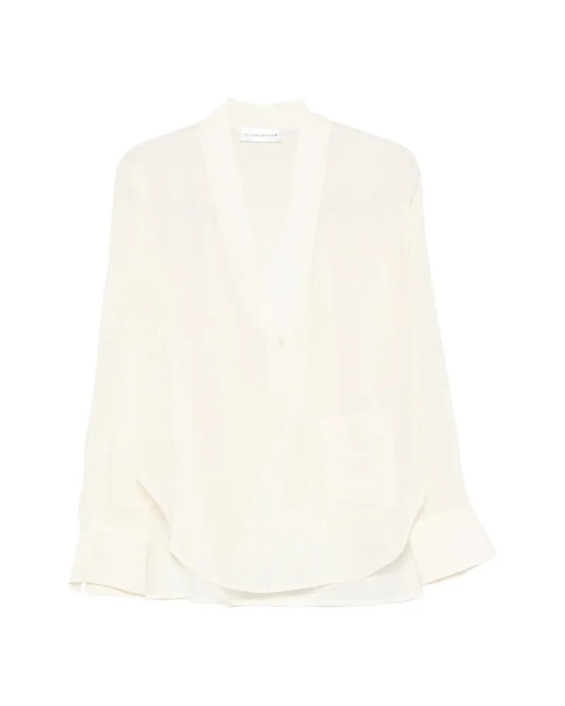 Victoria Beckham V-neck Patch-pocket Blouse Neutrals