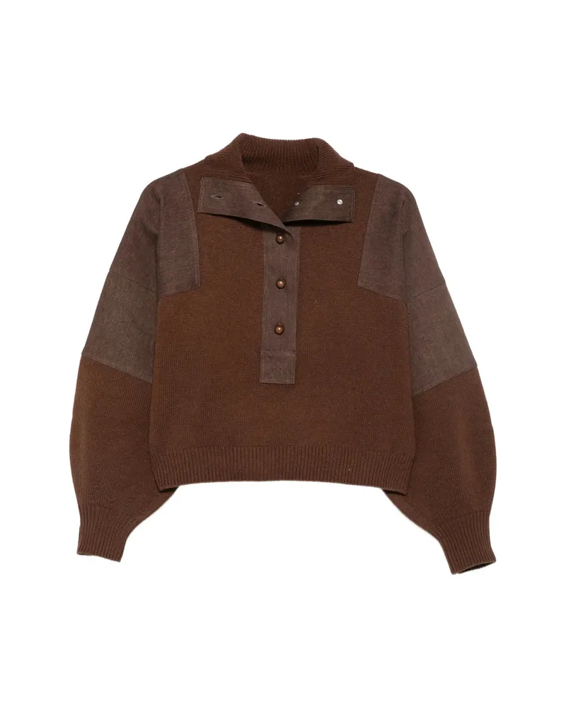Sessùn Button-up Panelled Sweater Brown