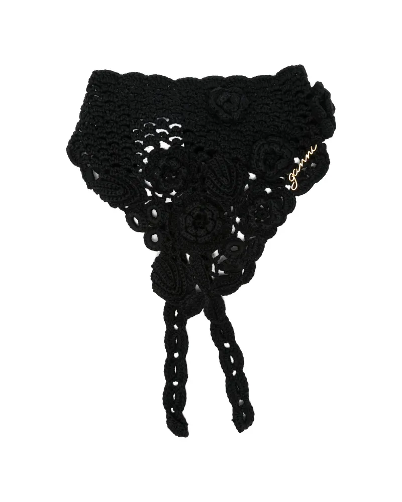 Ganni Floral Organic Cotton Hair Accessory Black