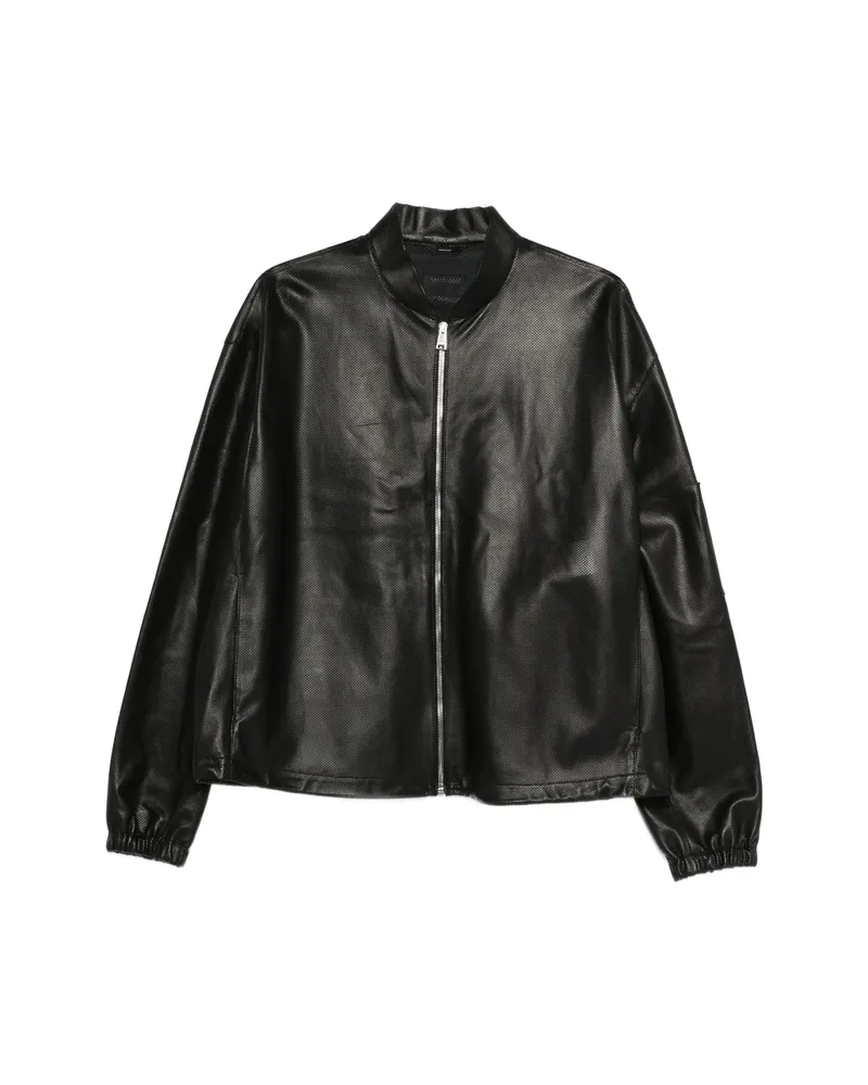 Fendi Zip-up Leather Jacket Black