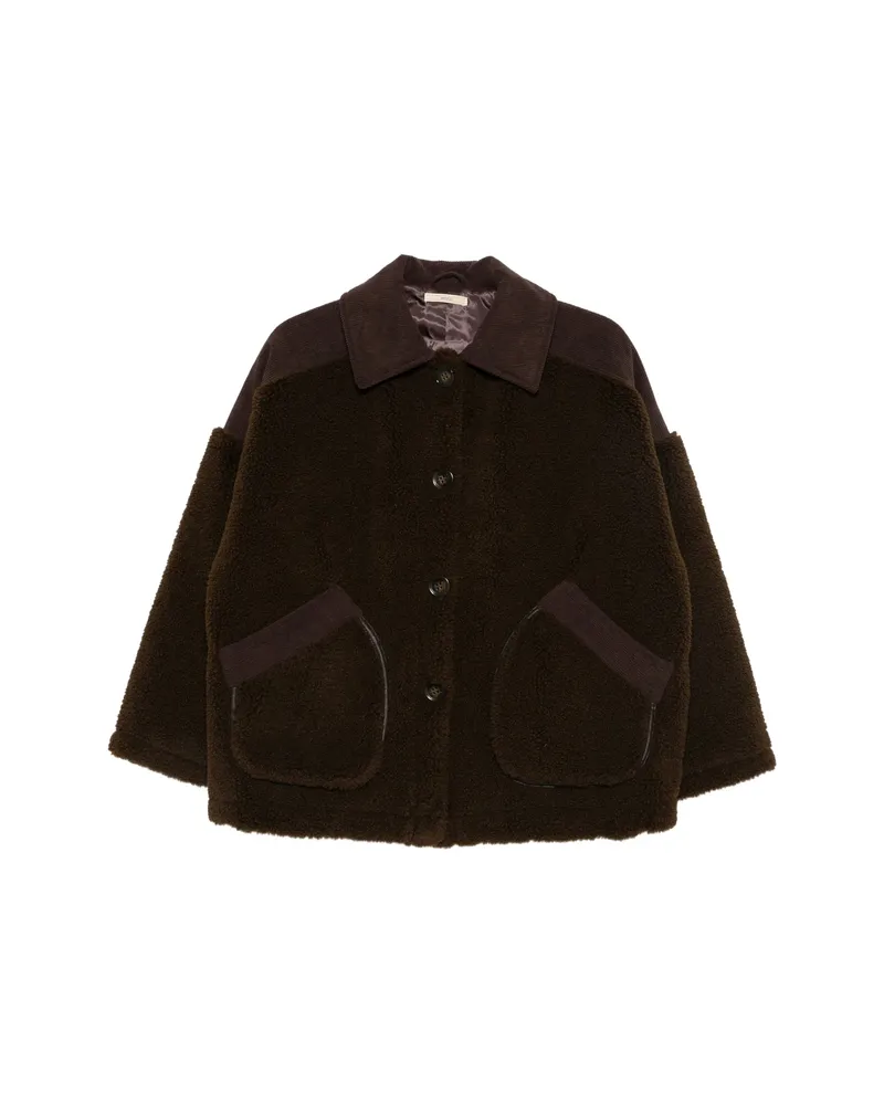 Sessùn Corduroy-trimmed Shearling Jacket Brown