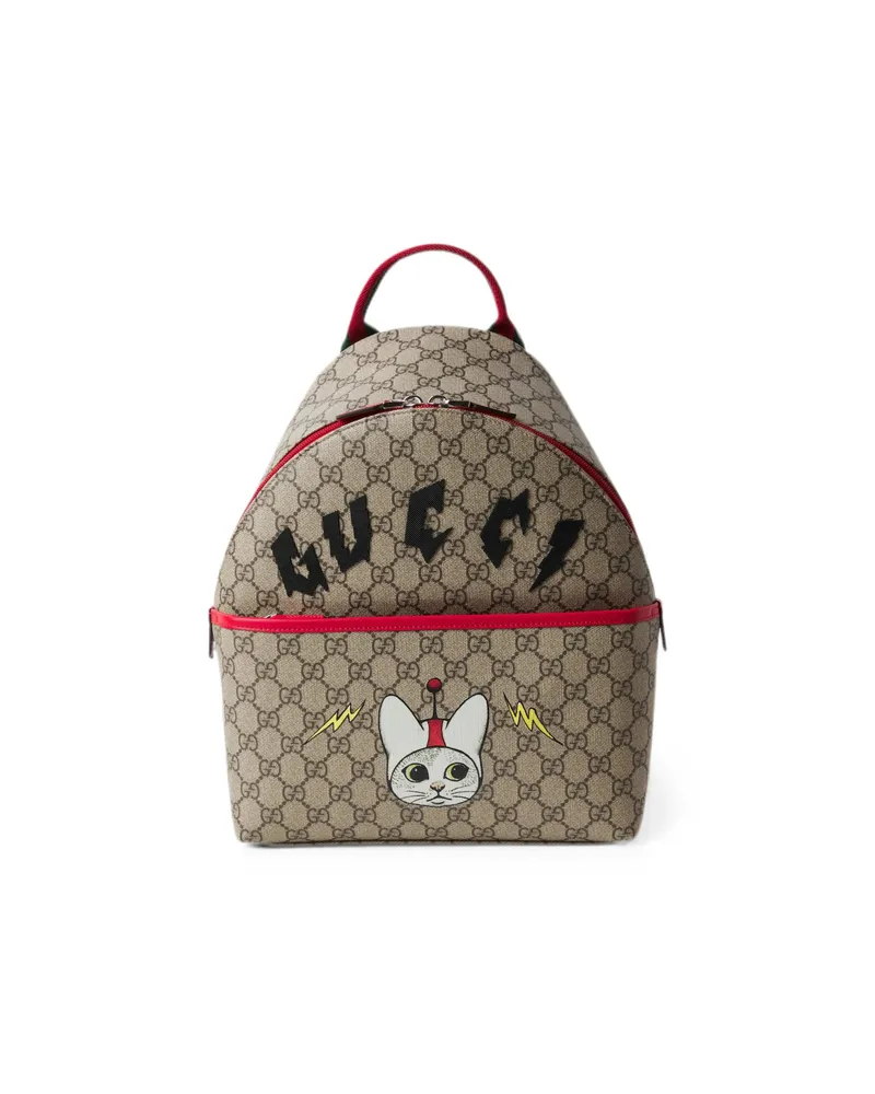 Gucci GG Supreme Web Backpack Neutrals