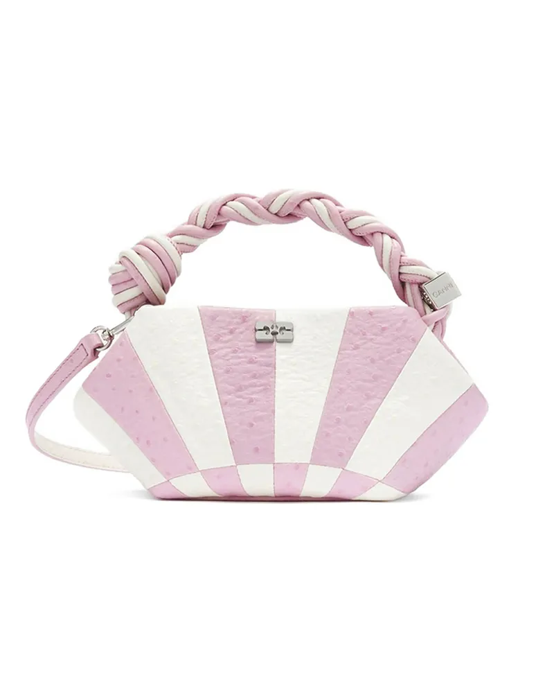Ganni Bou Striped Leather Shoulder Bag Pink