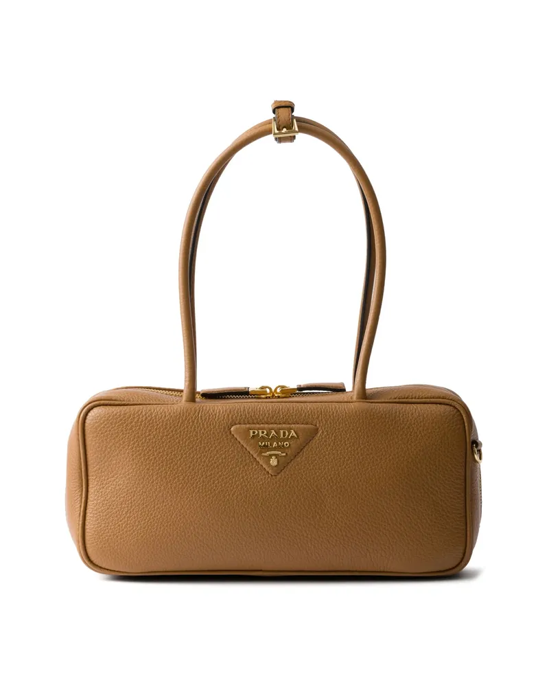 Prada Medium Leather Tote Bag Brown