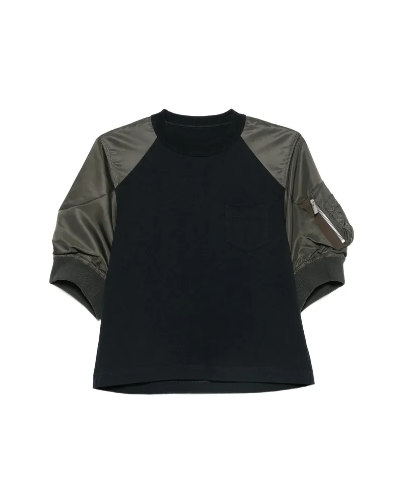 Sacai Panelled Raglan-sleeve T-shirt Blue