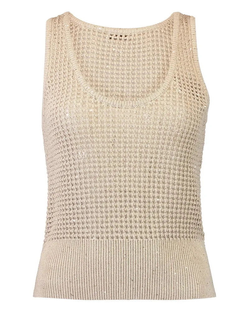 Brunello Cucinelli Scoop-neck Top Neutrals
