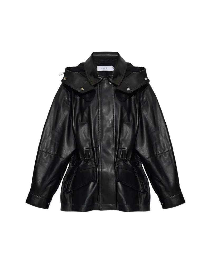 IRO Groove Drawstring Leather Jacket Black