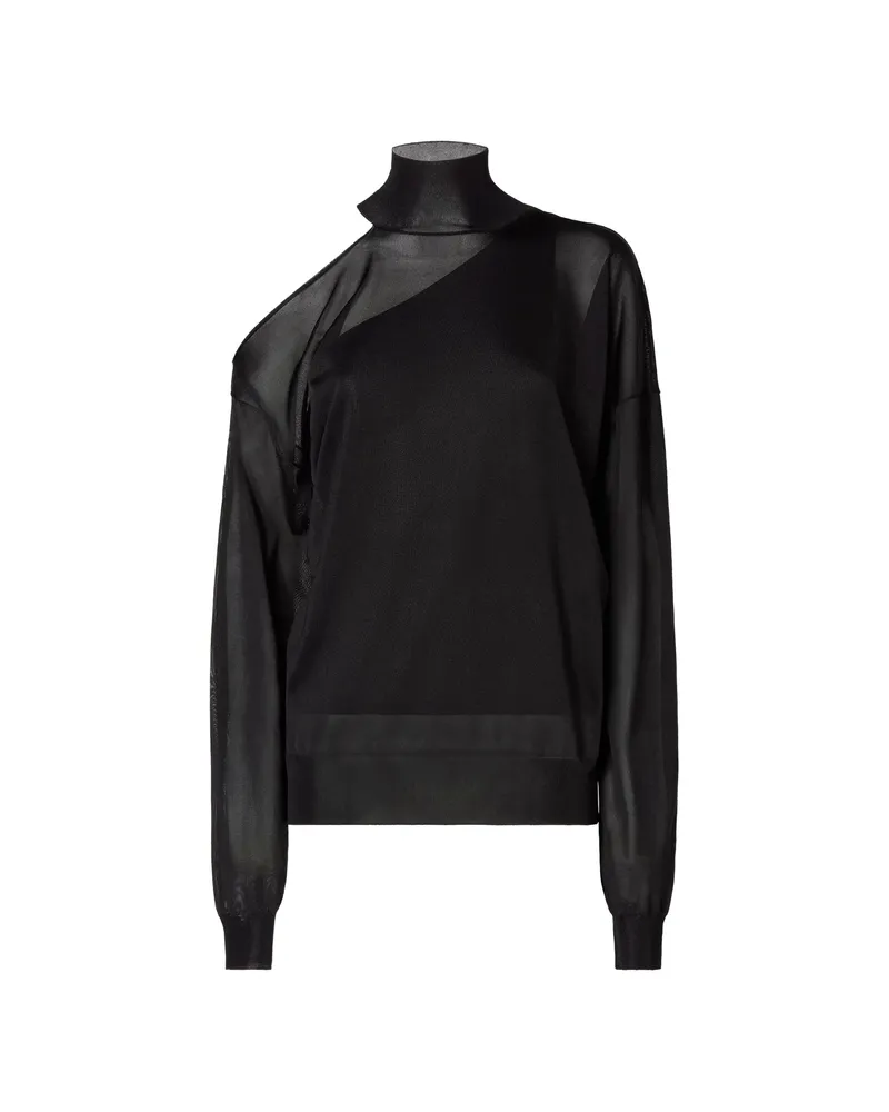 Fendi Black Silk Organza Sweater Black