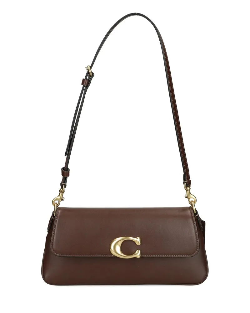 Coach Small Jet C-logo Leather Shoulder Bag Brown