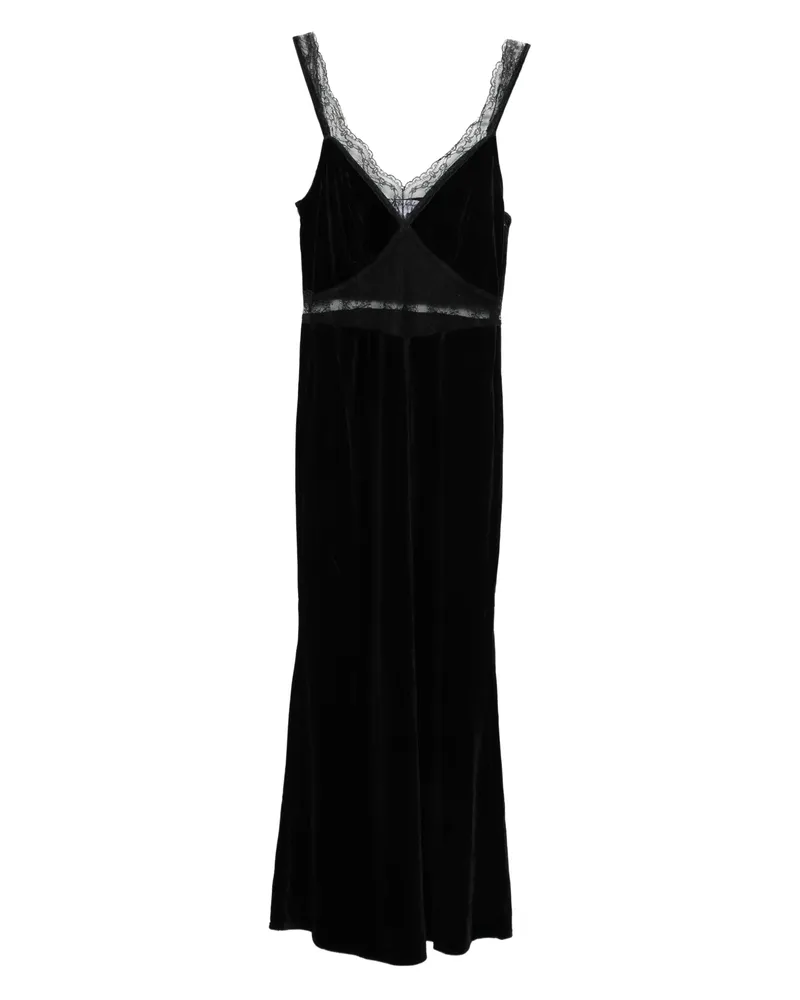 Never Fully Dressed Lace-panel Midi Dress Black