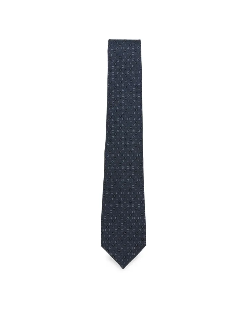 Ferragamo Geometric-pattern Tie Blue