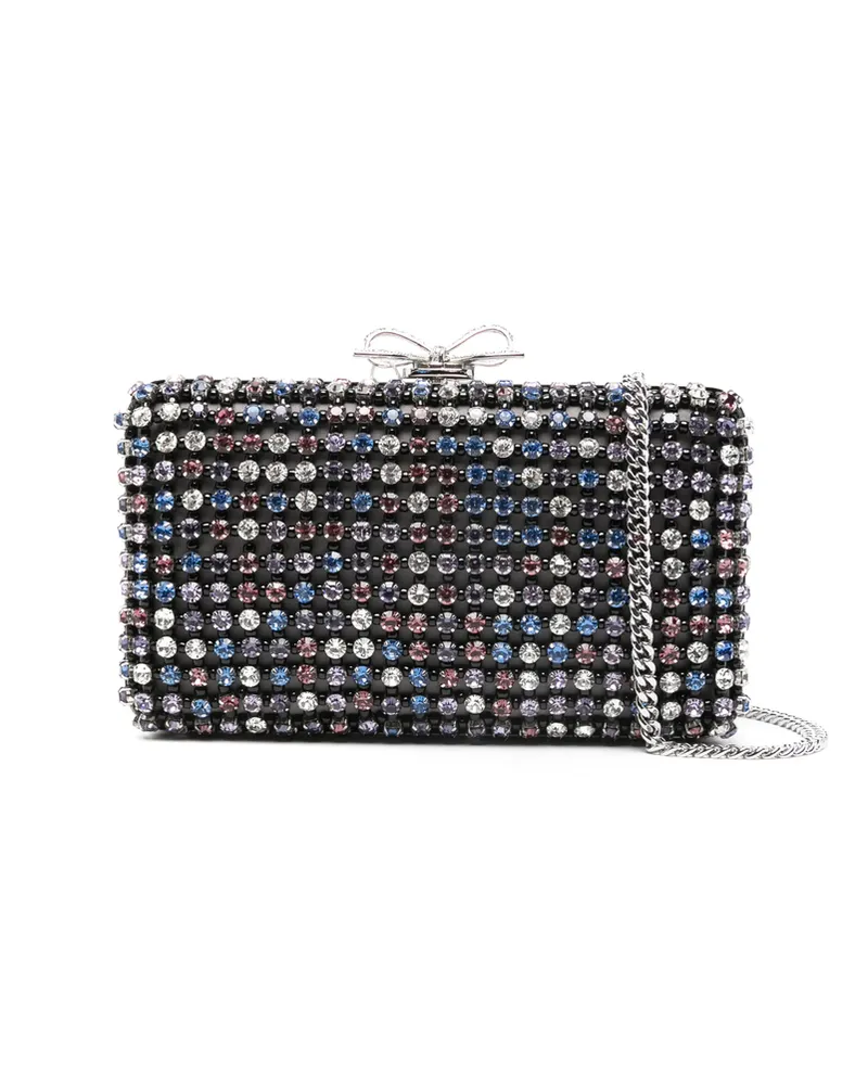 Self-Portrait Chainmail Crystal-embellished Mini Clutch Bag Black