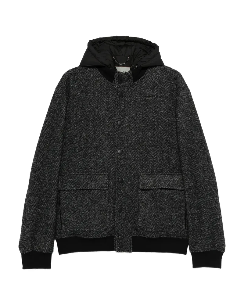 Canali Herringbone-pattern Hooded Jacket Grey