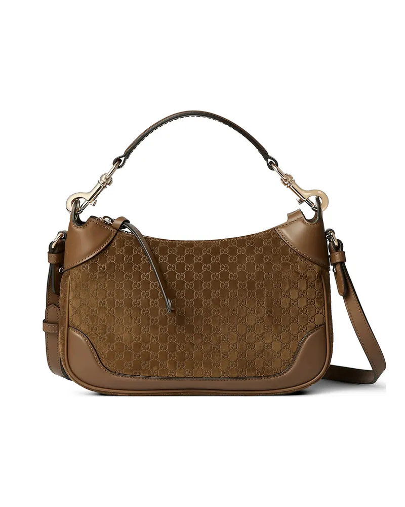 Gucci Monogram Shoulder Bag Brown