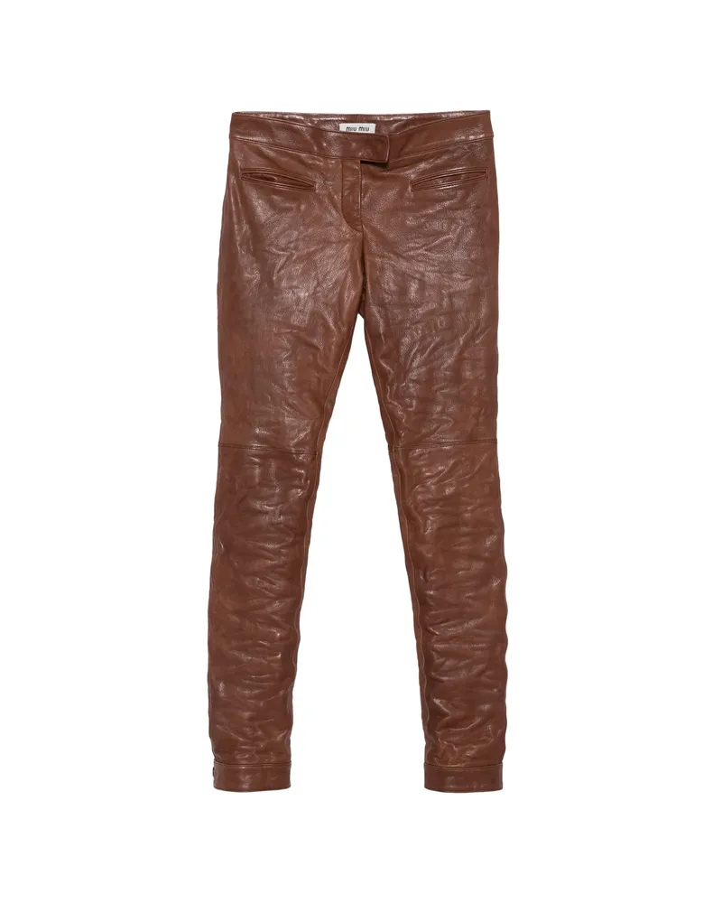 Miu Miu Leather Trousers Brown