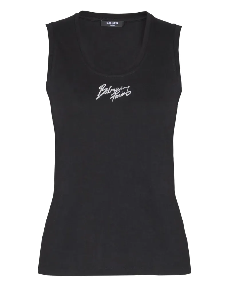 Balmain Logo-print Tank Top Black