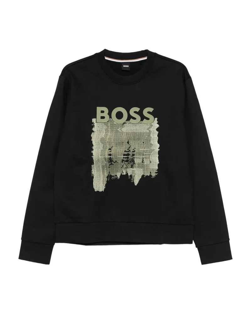 HUGO BOSS Logo-print Cotton Sweatshirt Black