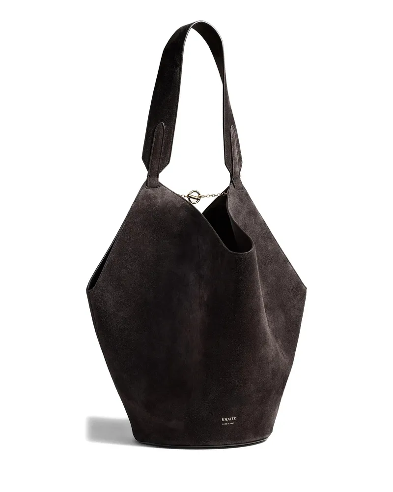 KHAITE Suede Shoulder Bag Brown