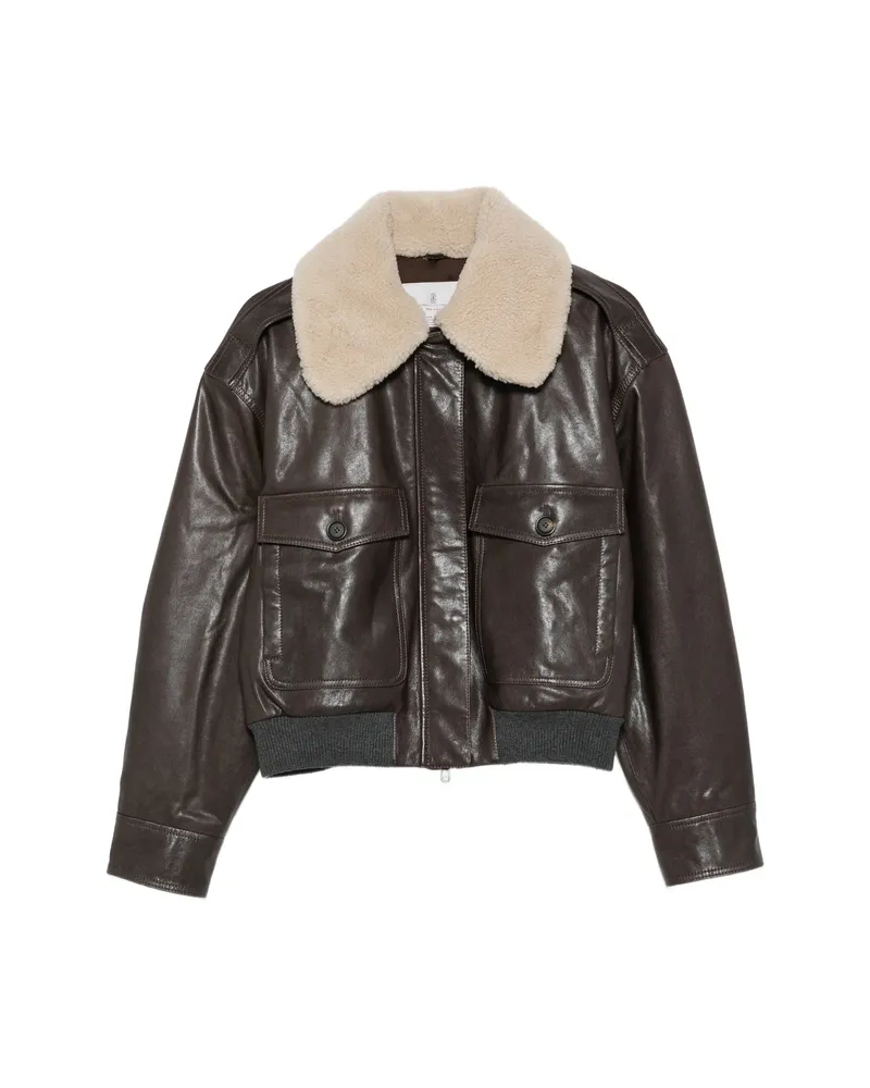 Brunello Cucinelli Leather Jacket Brown