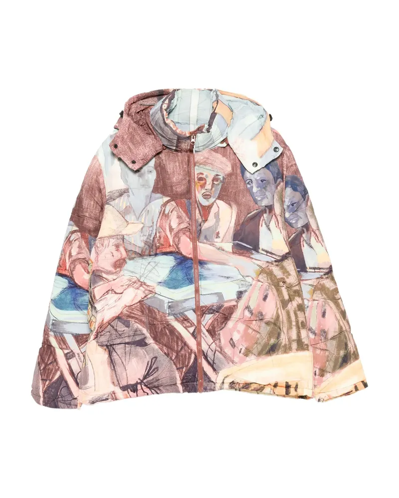 KidSuper Hooded Graphic-print Jacket Brown