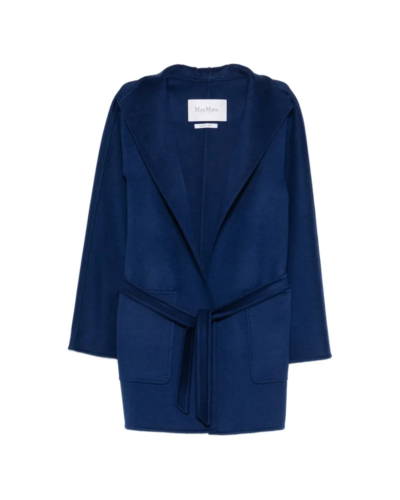 Max Mara Hooded Belted Coat Blue