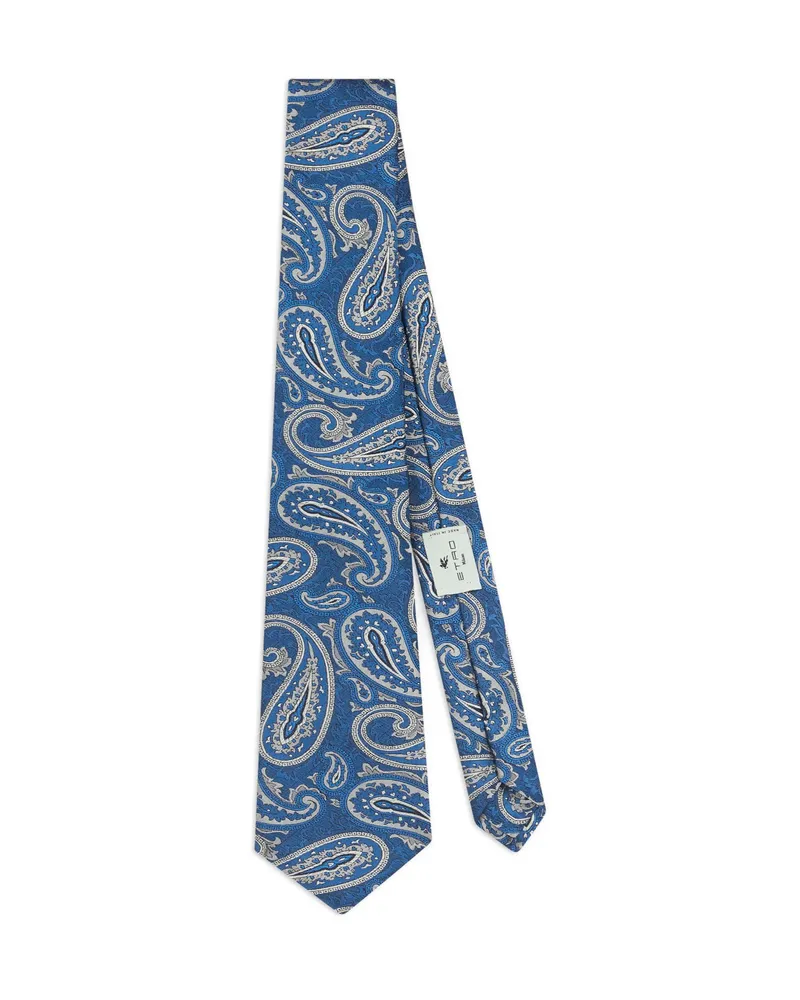 Etro Jacquard Paisley Motif Tie Blue