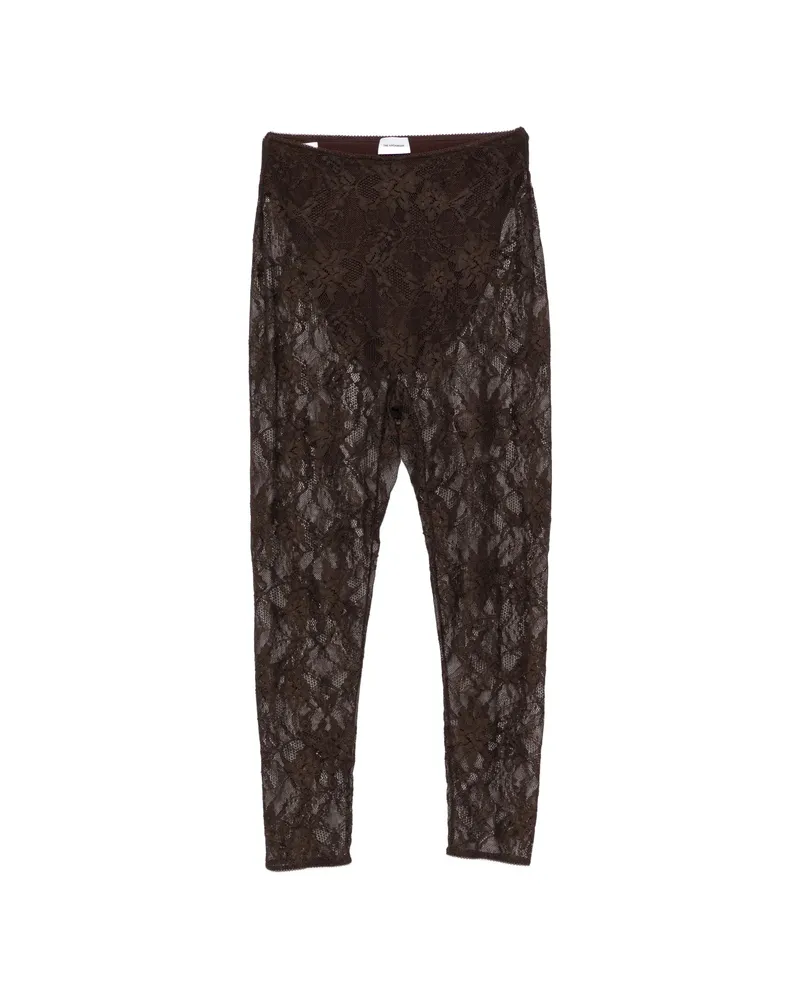 ANDAMANE Loli Lace-pattern Cropped Leggings Brown