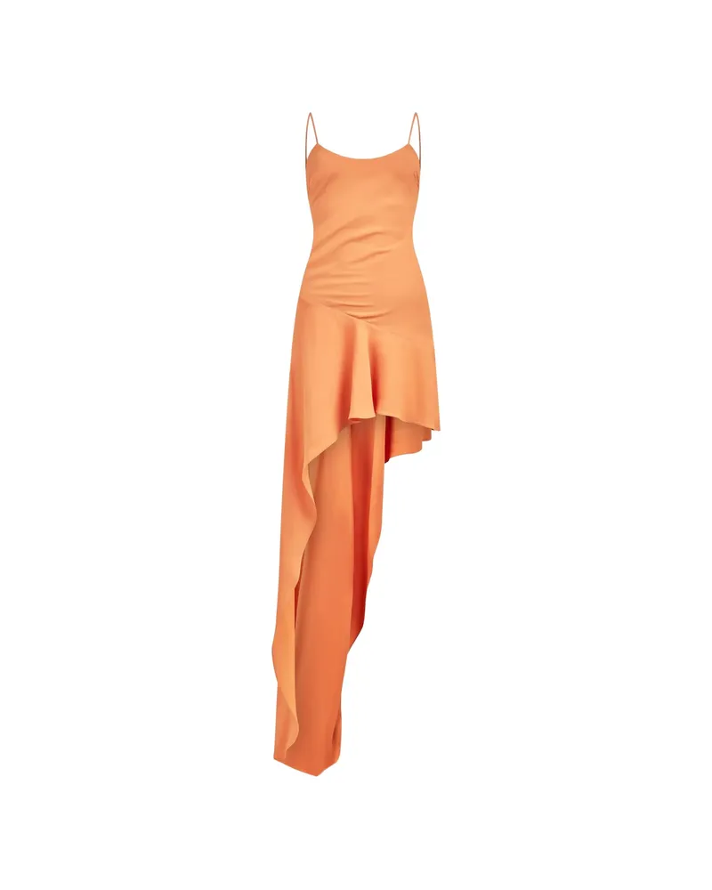 ANDAMANE Lauren Lace-up Asymmetric Dress Orange