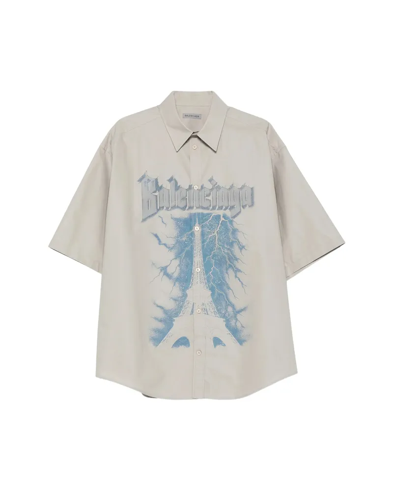 Balenciaga Eiffel Tower Graphic Shirt Grey