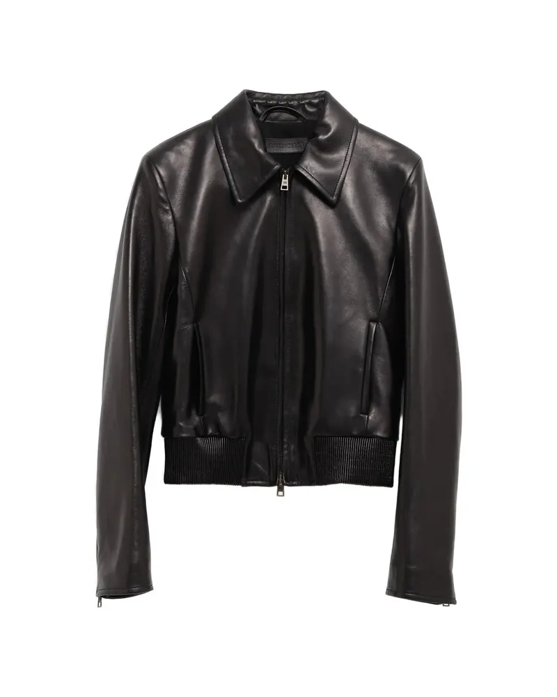 Balenciaga Zip Leather Jacket Black