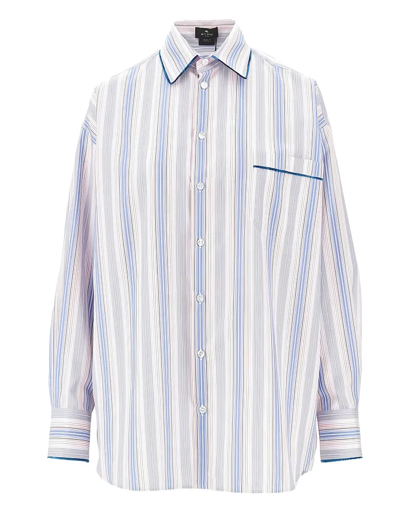 Etro Striped Collar Shirt Blue
