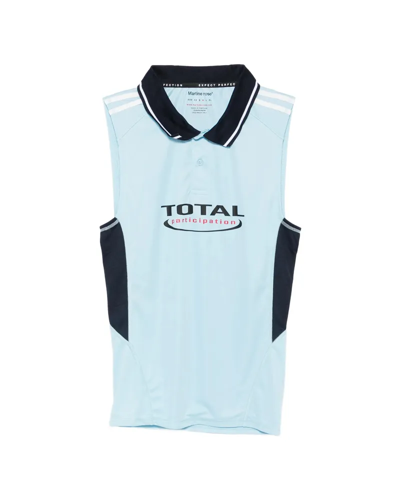 Martine Rose Shrunken Football Collared Sleeveless Polo Shirt Blue