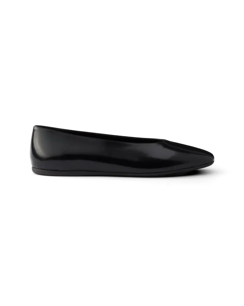Prada Brushed Leather Ballerinas Black