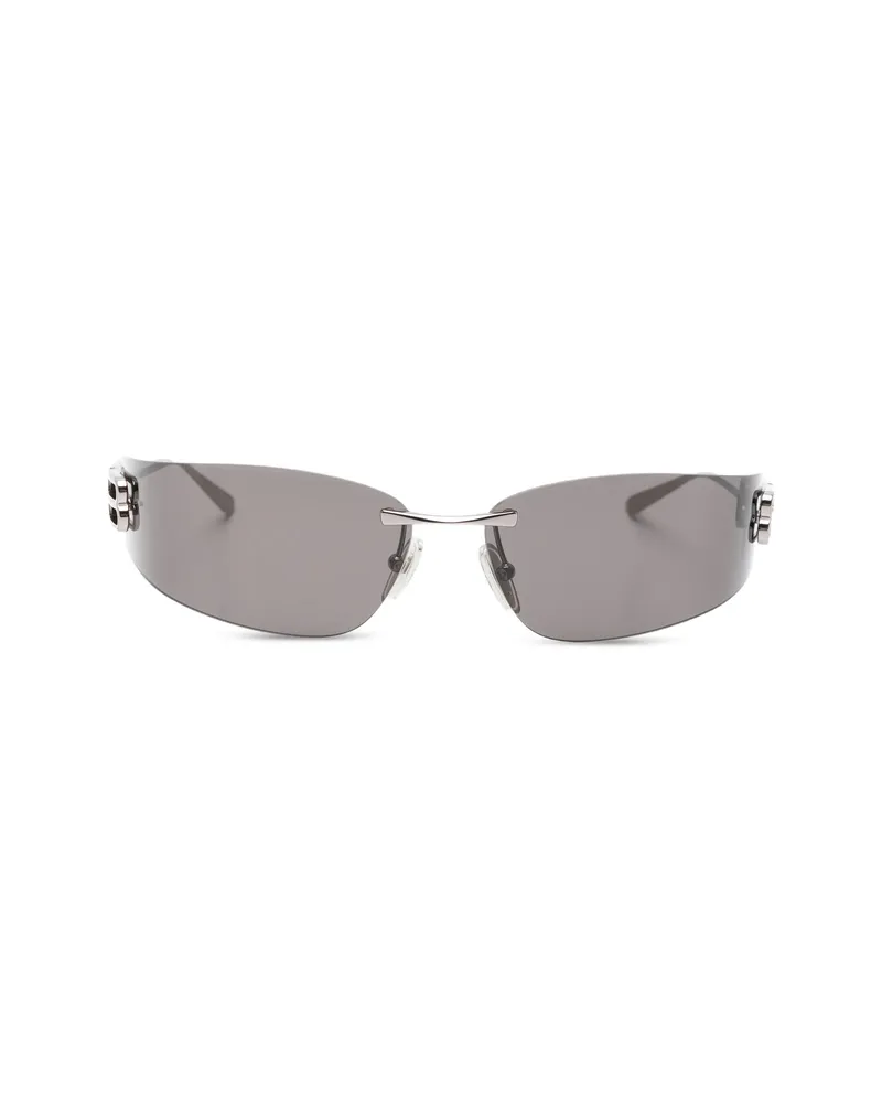 Balenciaga Logo Rectangle Sunglasses Silver