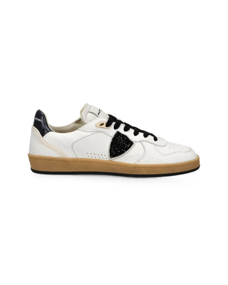 Philippe Model Glitter-patchwork Leather Sneakers White