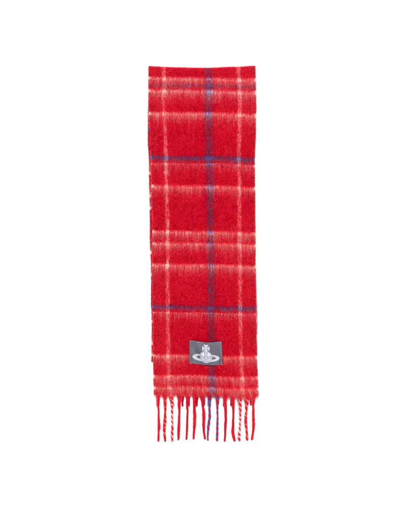 Vivienne Westwood Orb-patch Check Scarf Red