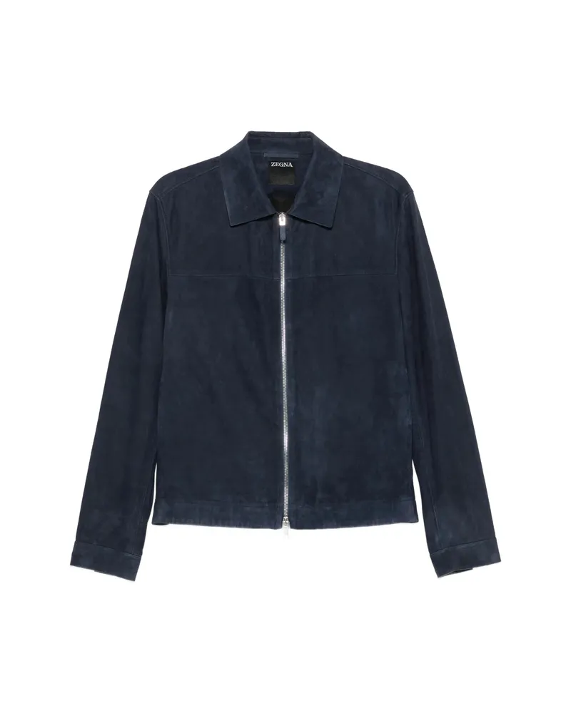 Ermenegildo Zegna Suede Zip-up Jacket Blue